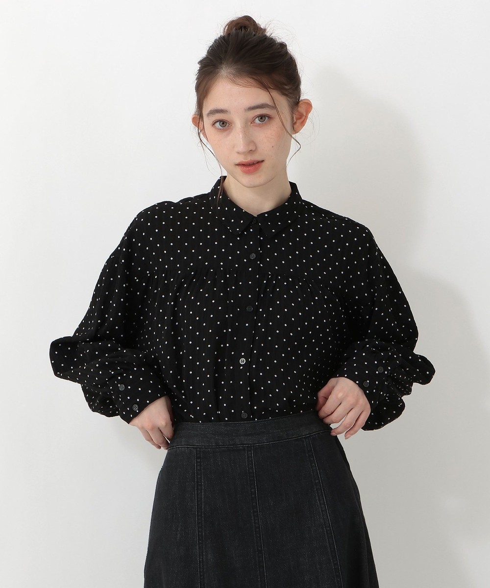 シャツ・ブラウス ドット襟付きブラウス