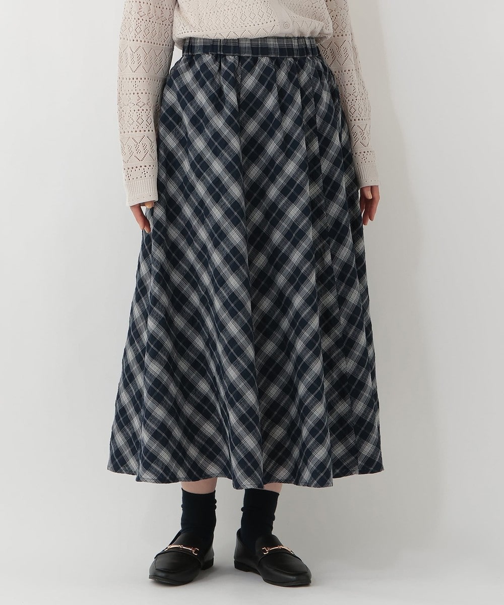パンツ・スカート チェック切替フレアスカート