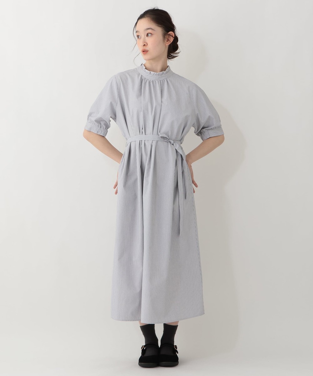 ワンピース 2WAYストライプラクロンフリルワンピース