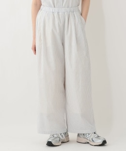 ストライプリネン混ワイドパンツ