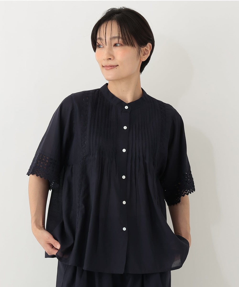 シャツ・ブラウス インド製コットンレーヨンボイルピンタックブラウス