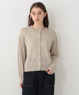 小花刺繍クルーネック2WAYカーディガン