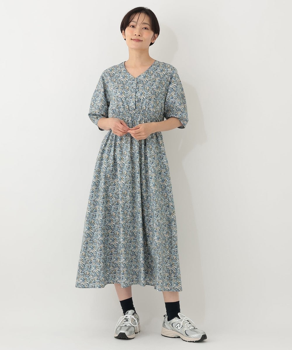 パフスリーブプリントワンピース ★ ショッパー付き オンラインストア・一部店舗限定】Vネックパフスリーブワンピース