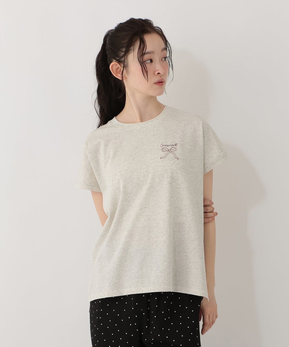 リボン刺繍フレンチスリーブTシャツ | アフタヌーンティー公式通販サイト