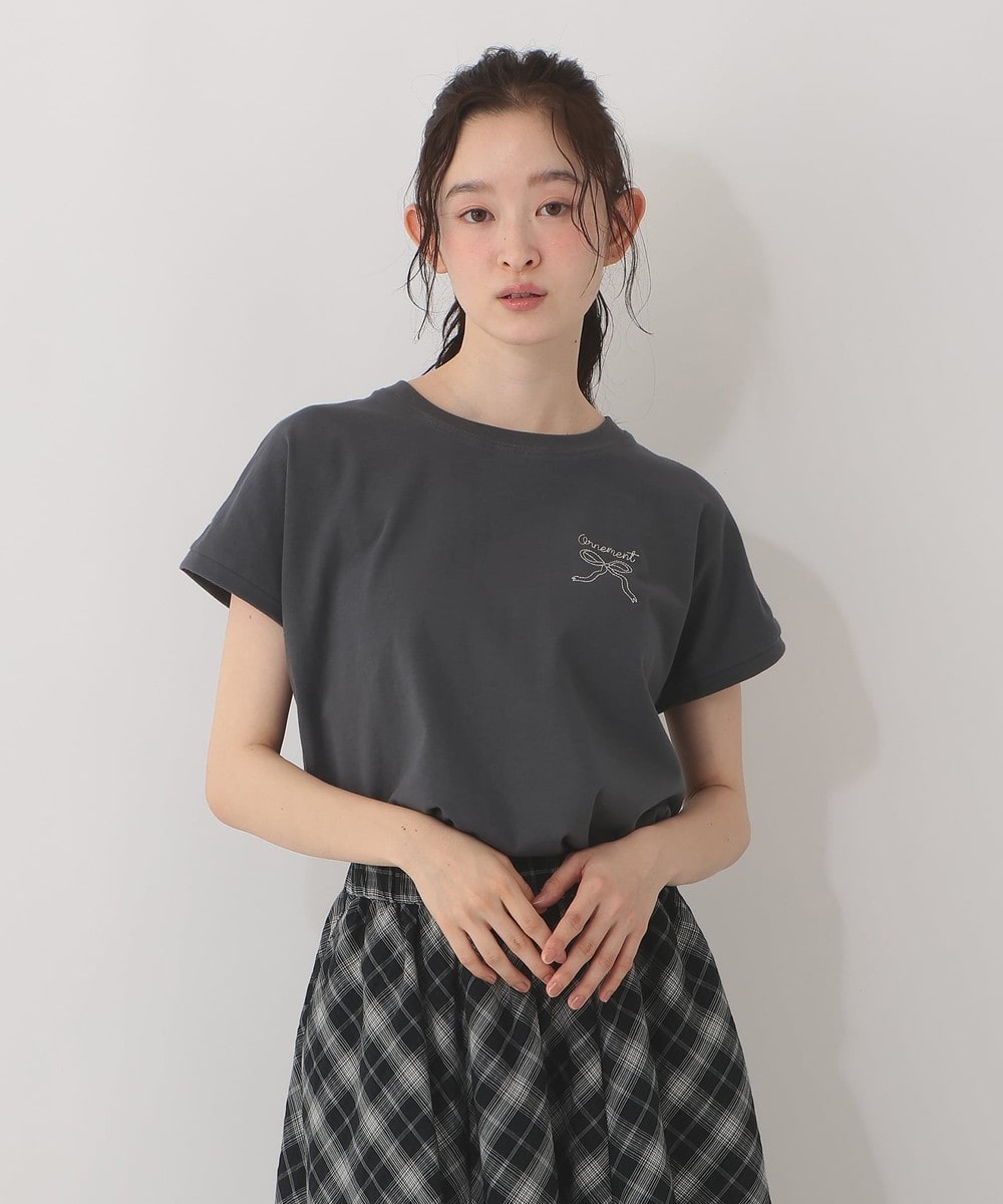 リボン刺繍フレンチスリーブTシャツ | アフタヌーンティー公式通販サイト