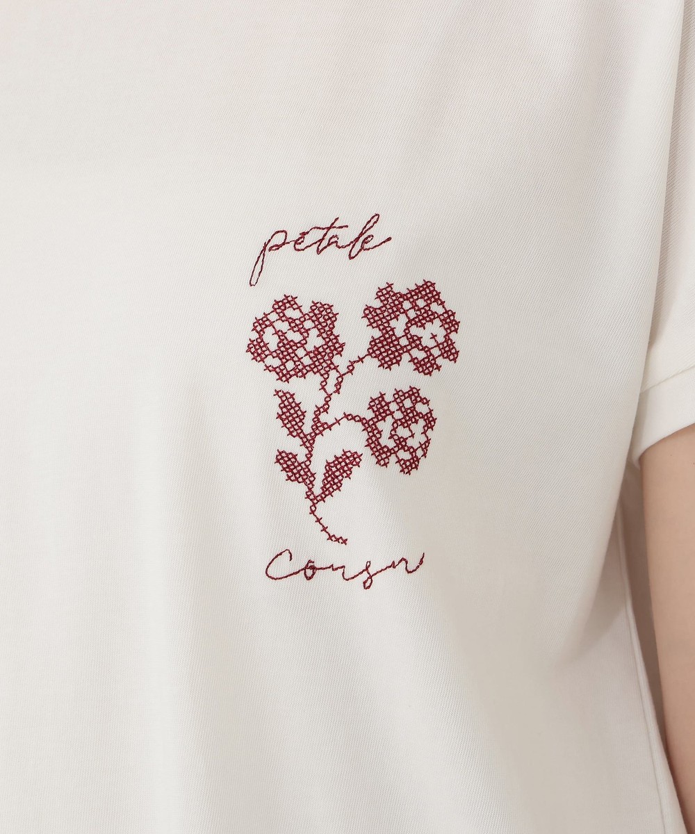フラワー刺繍フレンチスリーブTシャツ | アフタヌーンティー公式通販サイト