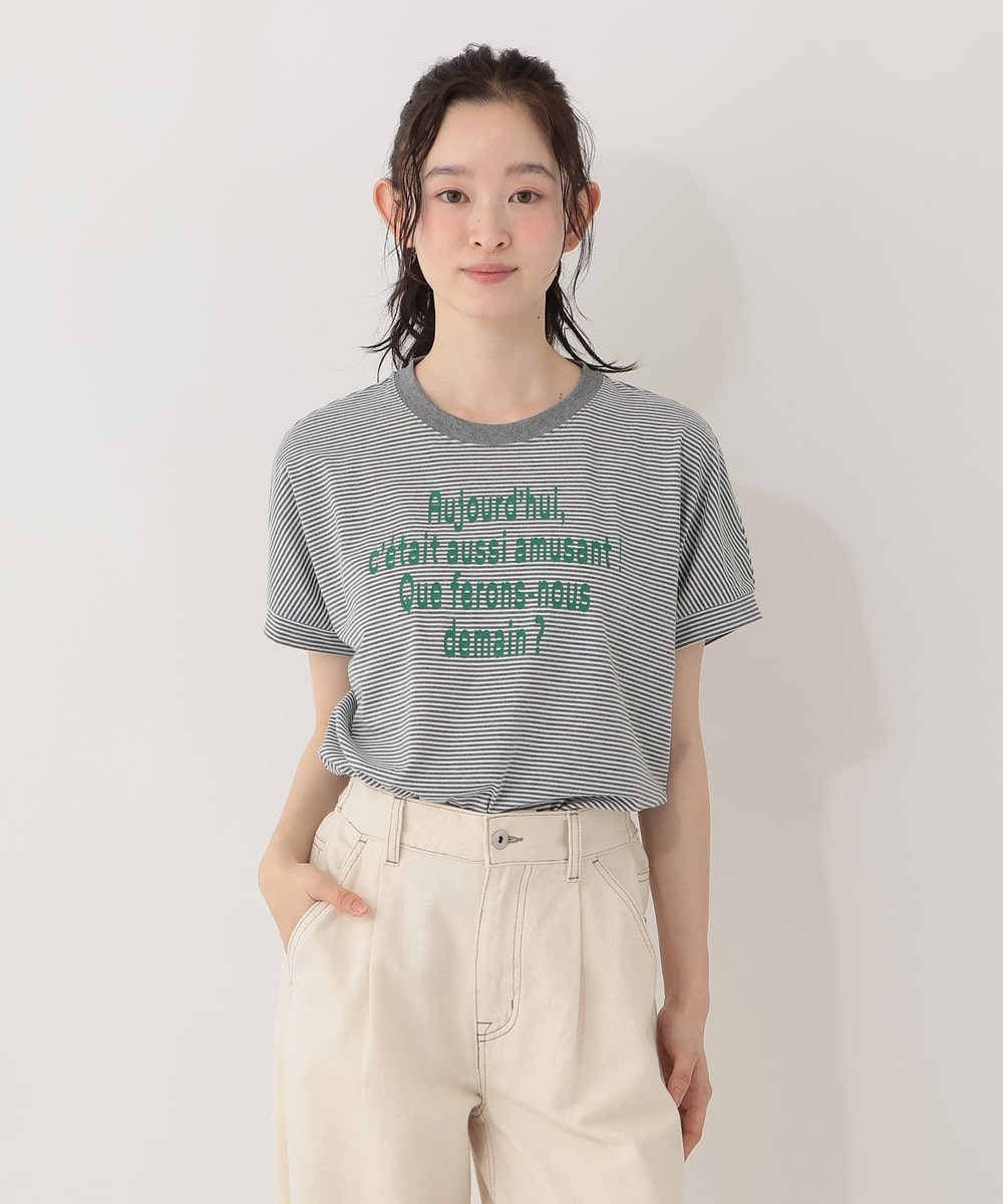 Tシャツ・カットソー ボーダーロゴフレンチスリーブTシャツ