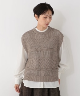 【洗える】透かし編みニットベスト