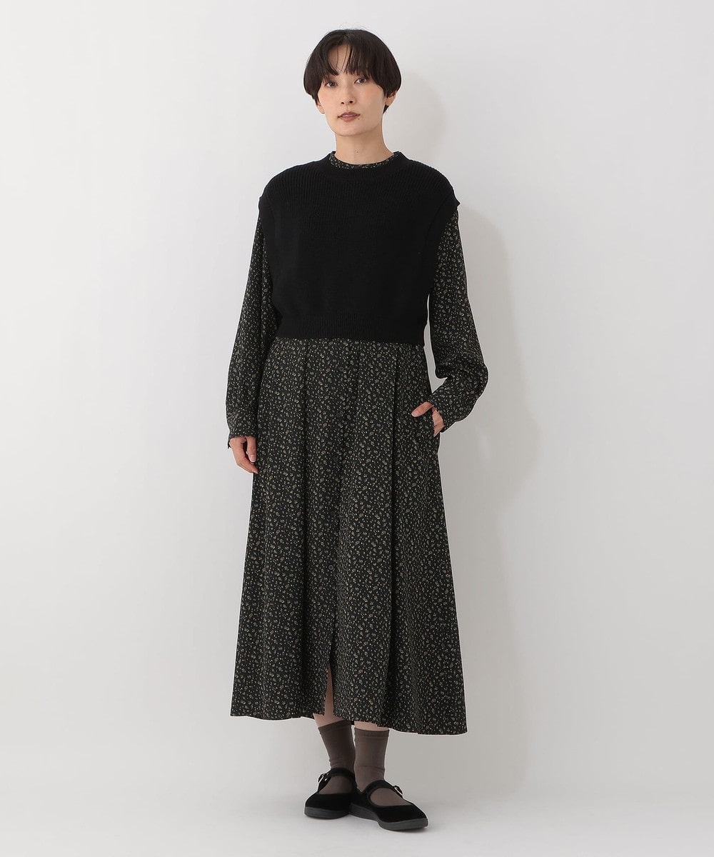ワンピース 【セットアイテム】ニットベスト＆小花柄ワンピース