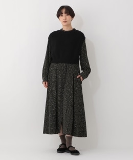 【セットアイテム】ニットベスト＆小花柄ワンピース