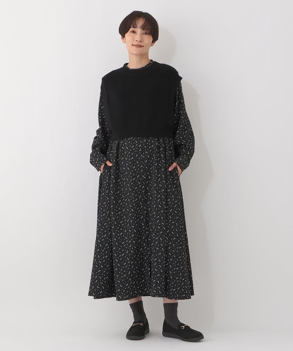 ワンピース 【セットアイテム】ニットベスト＆小花柄ワンピース