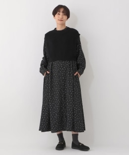 【セットアイテム】ニットベスト＆小花柄ワンピース