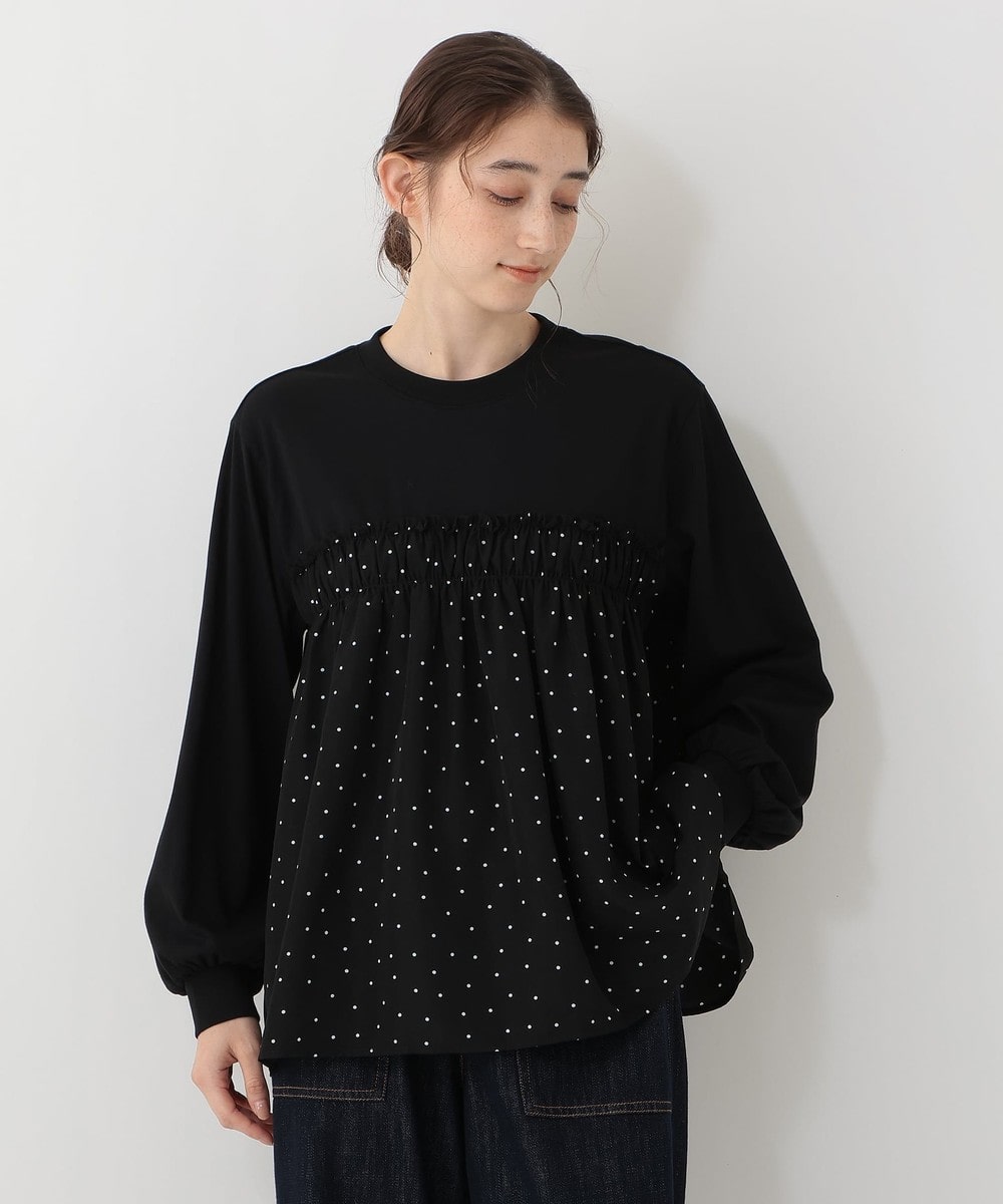 Tシャツ・カットソー ランダムドット切替シャーリングプルオーバー