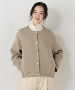 【洗える】ダンボールニットノーカラージャケット