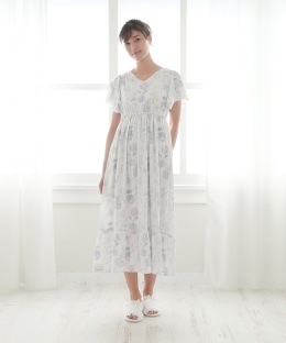 フローティングフラワー柄ベアカップ付きワンピース Cocoonist Cocoonist アフタヌーンティー リビング公式通販サイト