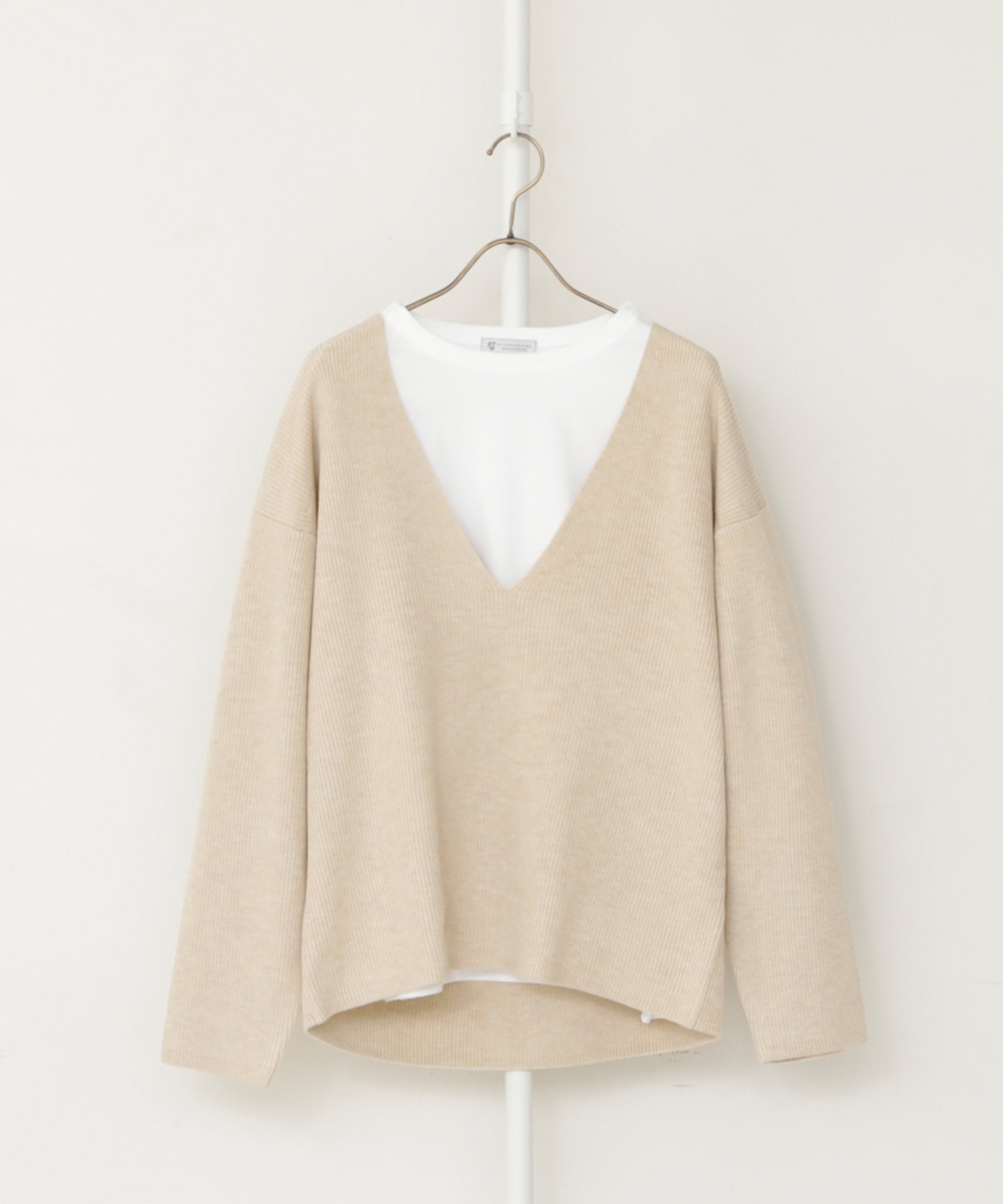 畦編み深vネックニットインナーセット ウェア アフタヌーンティー リビング公式通販サイト