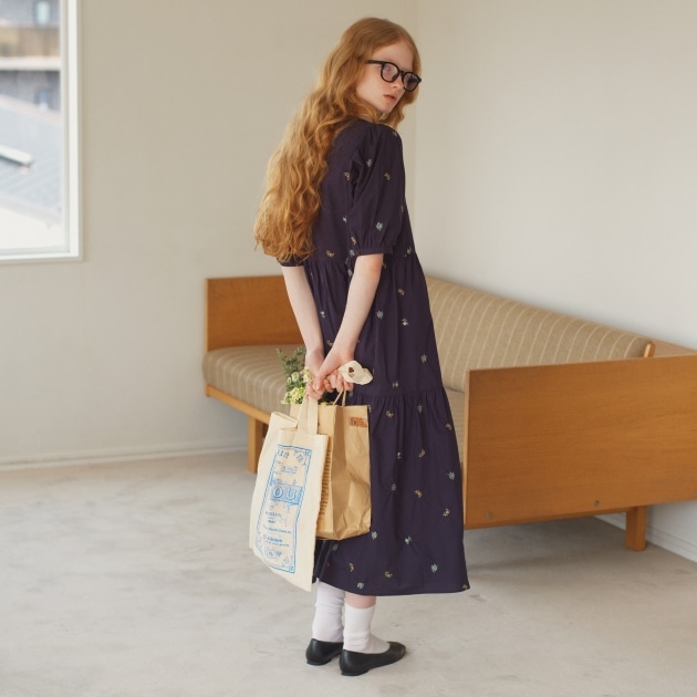 【新品】アフタヌーンティー　メゾンサジュー　ティアードワンピース　刺繍ストライプ 楽天市場】【SALE／30%OFF】ストライプ刺繍ティアードワンピース